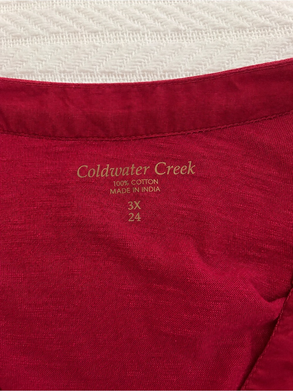 Coldwater Creek Women’s Plus 3X Red Embellished Pintuck 100% Cotton Tunic - Picture 2 of 8